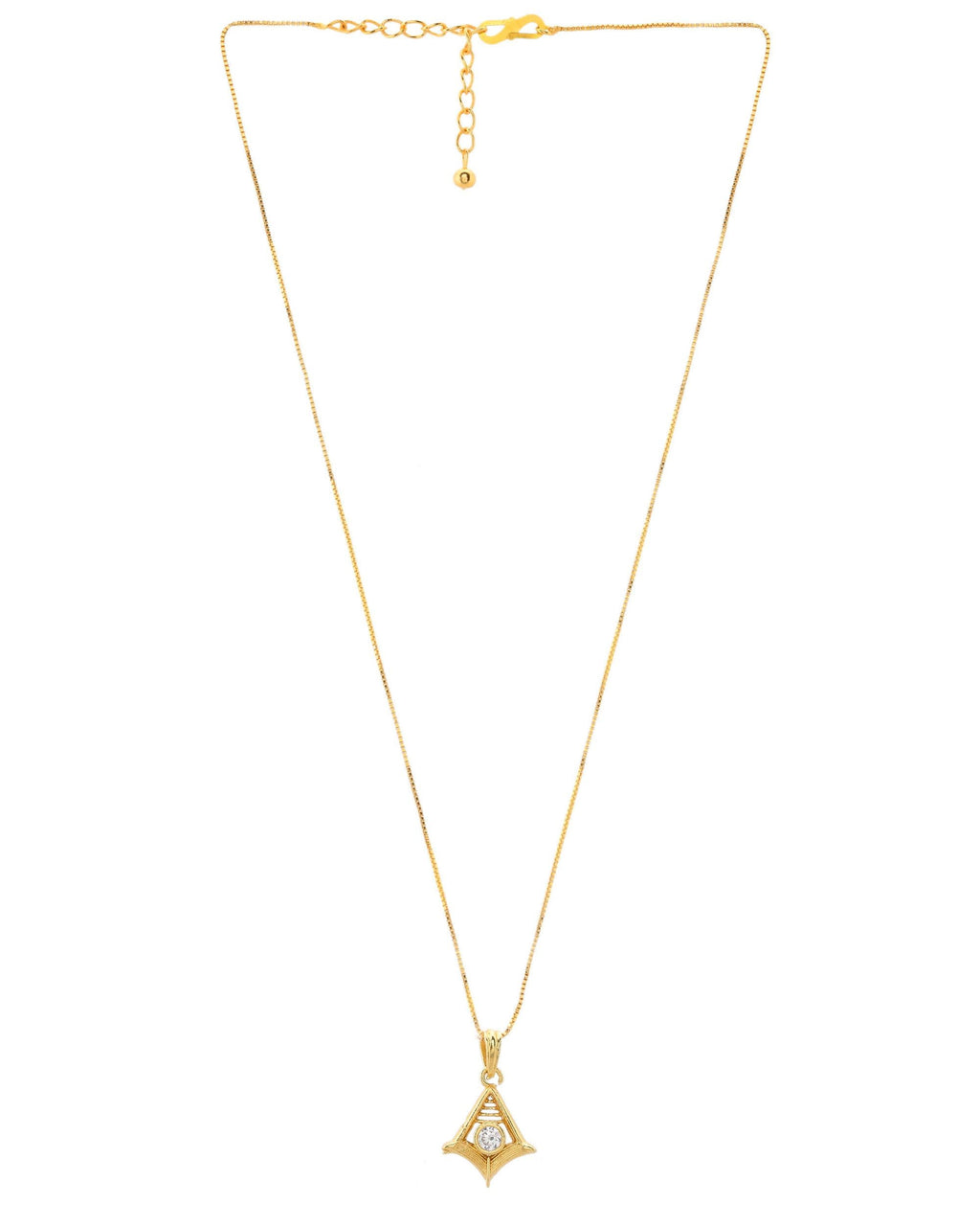VOJ Gold-Polished Designer Ad Studded Pendant With Chain