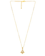 VOJ Gold-Polished Designer Ad Studded Pendant With Chain