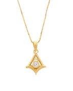 VOJ Gold-Polished Designer Ad Studded Pendant With Chain