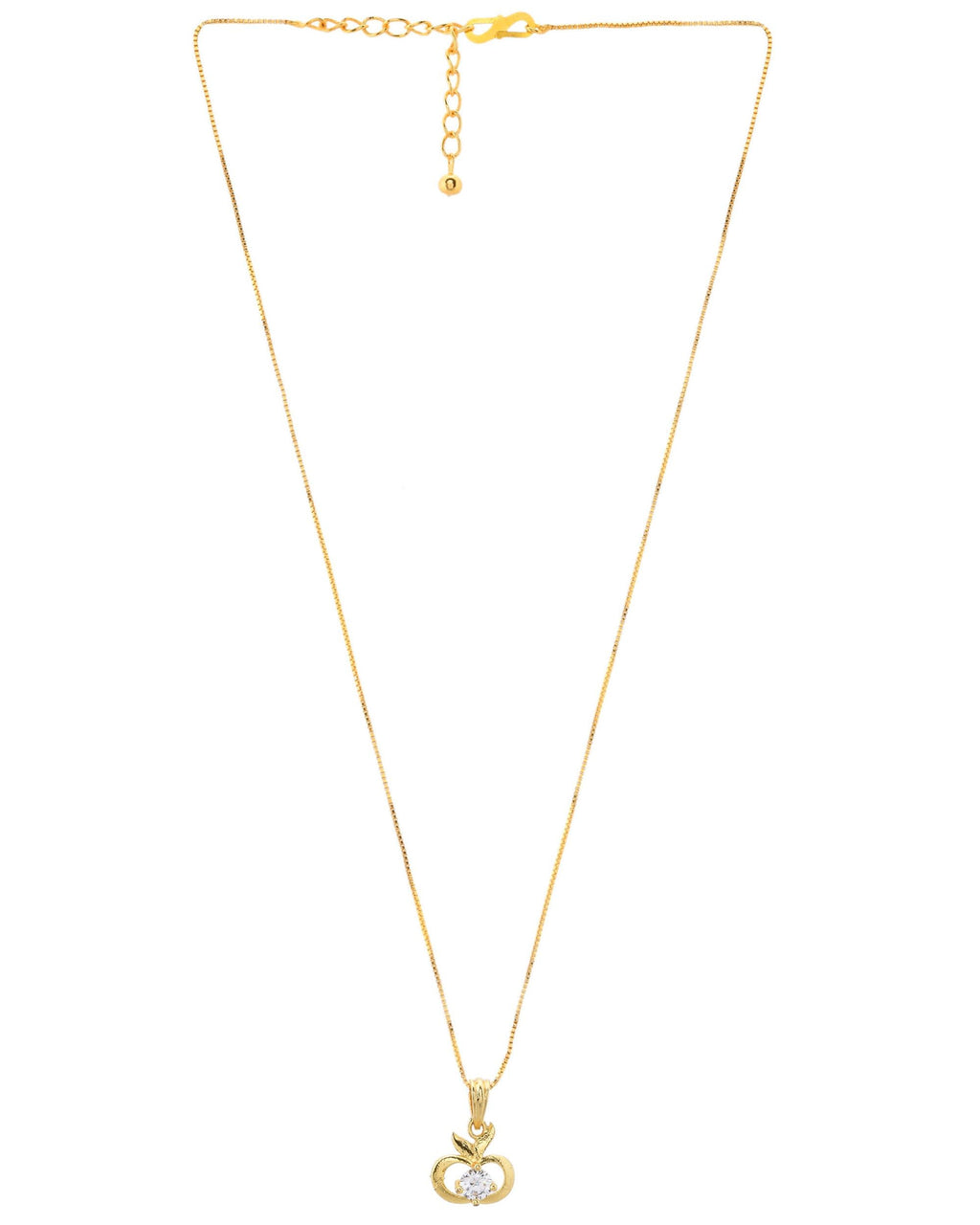 VOJ Gold-Polished Swan Shaped Ad Studded Pendant With Chain