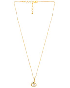 VOJ Gold-Polished Swan Shaped Ad Studded Pendant With Chain