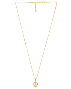 VOJ Gold-Polished Flower Shaped Ad Studded Pendant With Chain