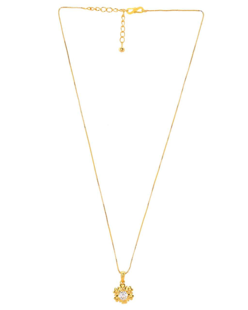 VOJ Gold-Polished Apple Shaped Ad Studded Pendant With Chain
