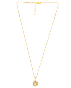 VOJ Gold-Polished Apple Shaped Ad Studded Pendant With Chain
