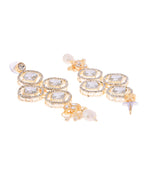 VOJ Gold-Polished Stone With White Beaded Long Jewellery Set