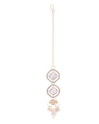 VOJ Gold-Polished Stone With White Beaded Long Jewellery Set