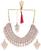 VOJ Gold-Polished Stone Studded Choker Jewellery Set With Maang Tikka