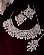 VOJ Gold-Polished Stone Studded Choker Jewellery Set With Maang Tikka