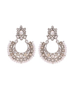 VOJ Silver Plated Stone Studded Jewellery Set With Maang Tikka