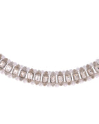 VOJ Silver Plated Stone Studded Jewellery Set With Maang Tikka