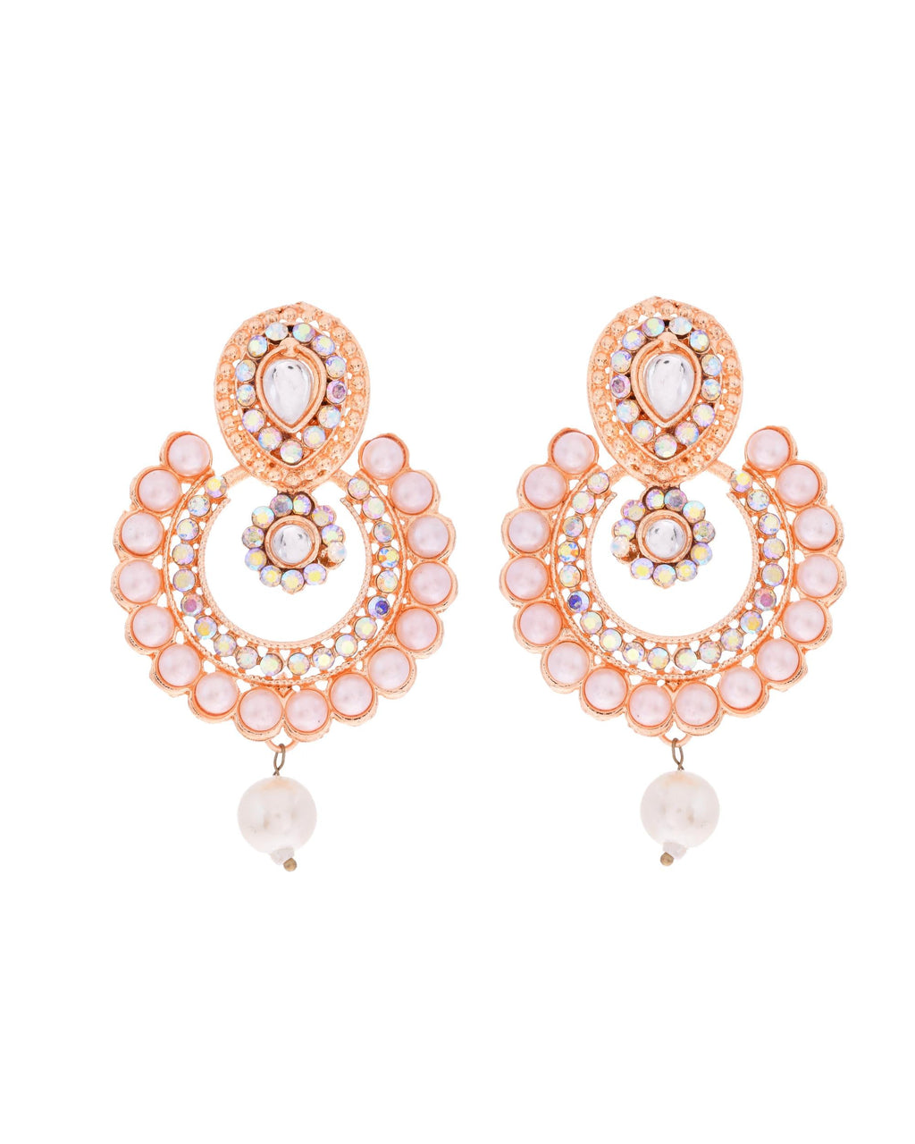 VOJ Gold-Polished Stone And White Beaded Choker Jewellery Set With Maang Tikka