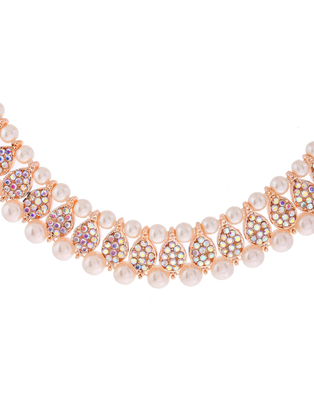 VOJ Gold-Polished Stone And White Beaded Choker Jewellery Set With Maang Tikka