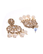 VOJ Gold-Polished Kundan And White Beaded Jewellery Set