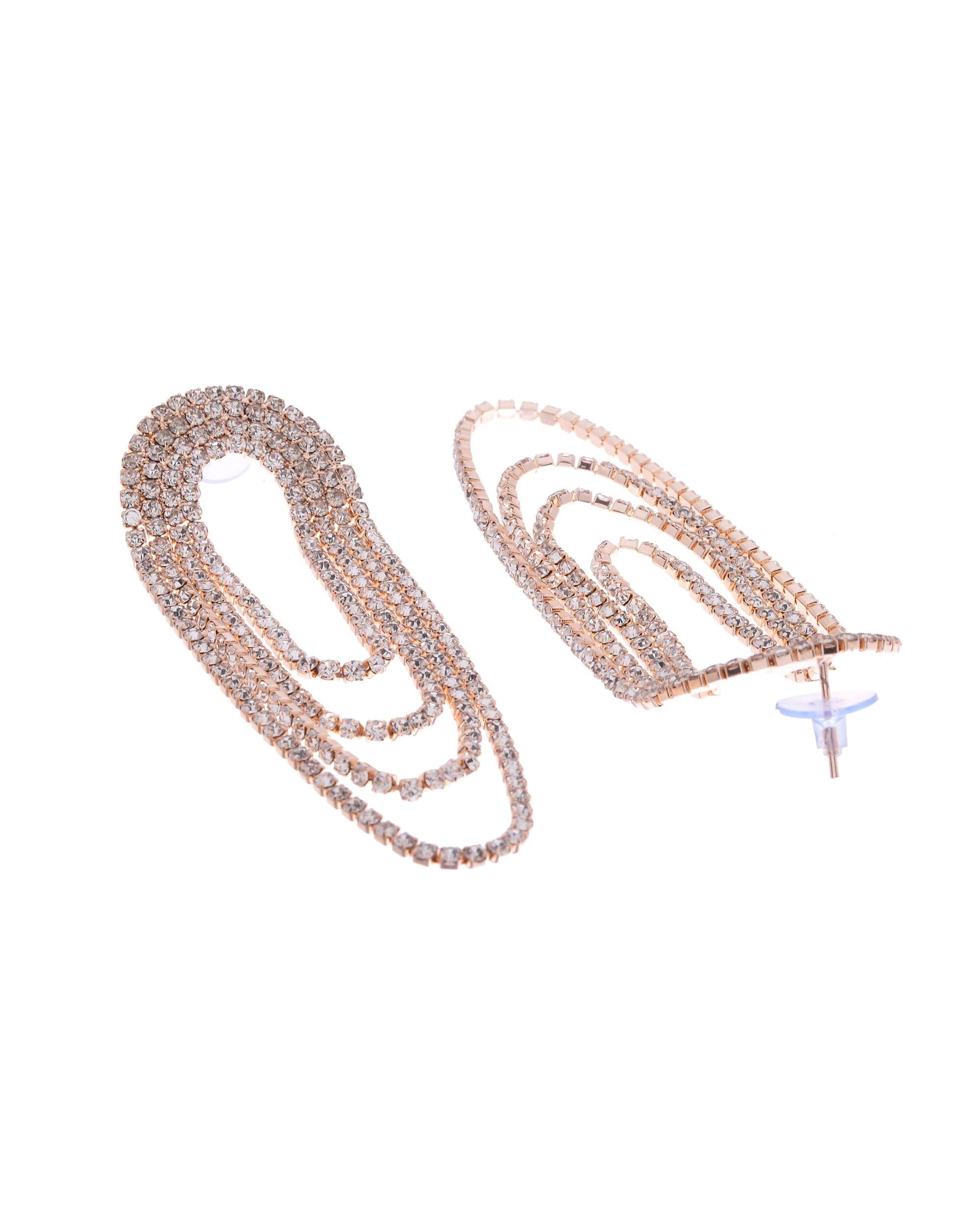 VOJ Gold-Polished Stone Studded Necklace With Earrings Set