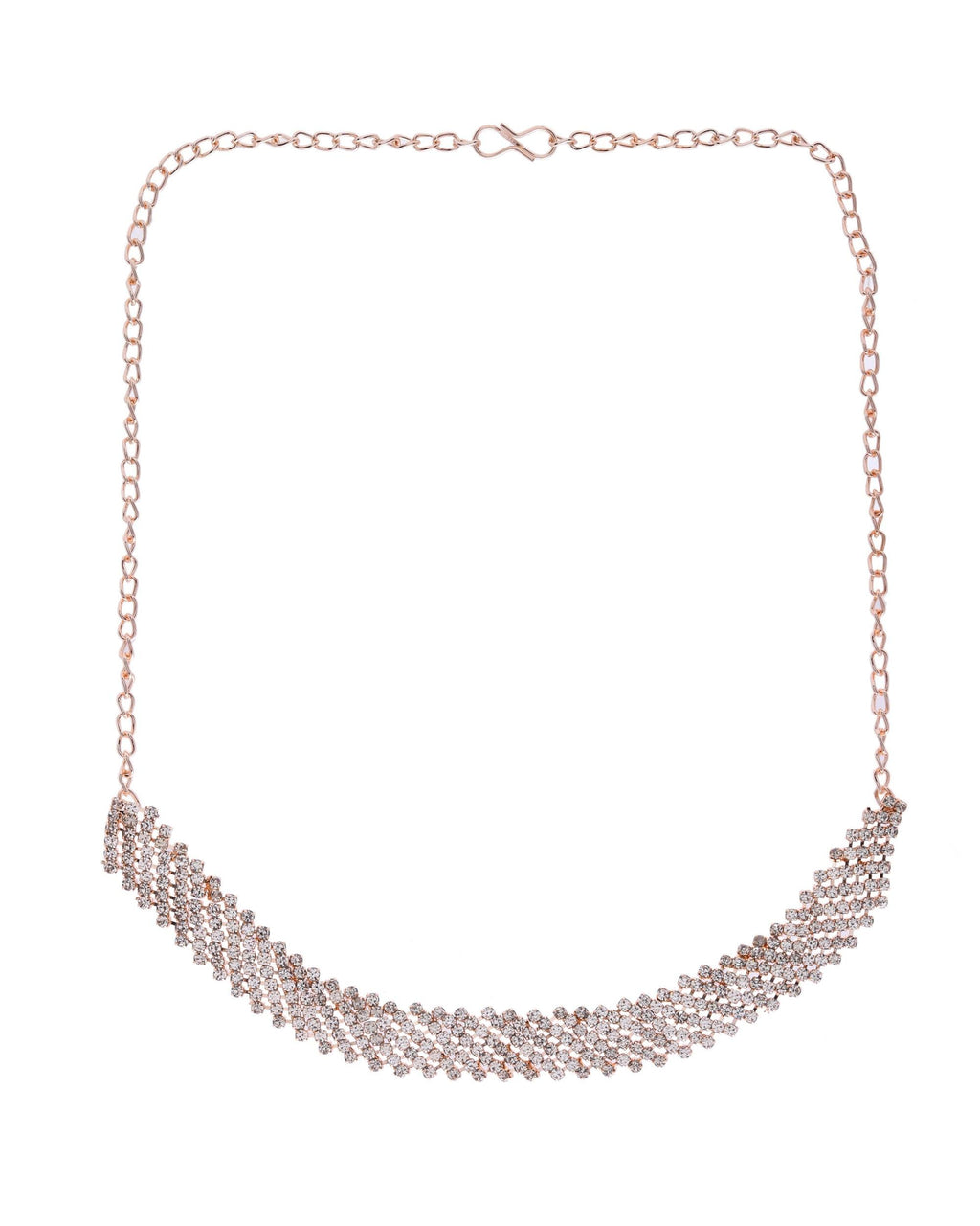 VOJ Gold-Polished Stone Studded Necklace With Earrings Set