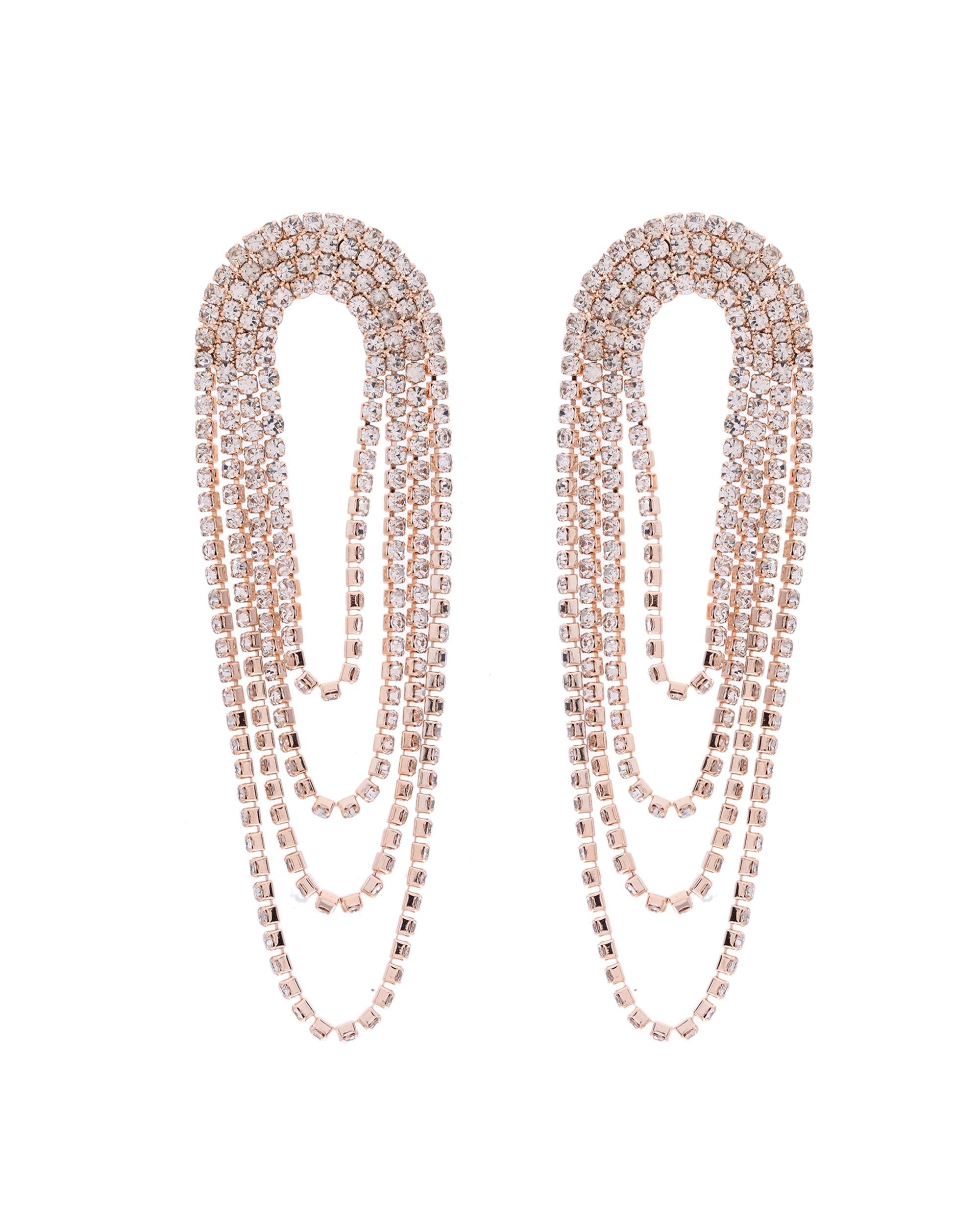 VOJ Gold-Polished Stone Studded Necklace With Earrings Set