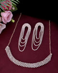 VOJ Gold-Polished Stone Studded Necklace With Earrings Set