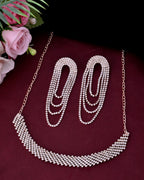 VOJ Gold-Polished Stone Studded Necklace With Earrings Set