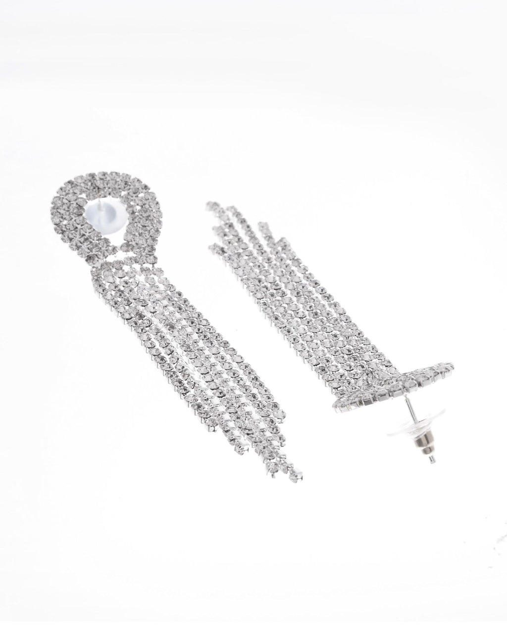 VOJ Silver Plated Stone Studded Necklace With Earrings Set