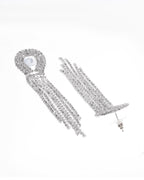 VOJ Silver Plated Stone Studded Necklace With Earrings Set