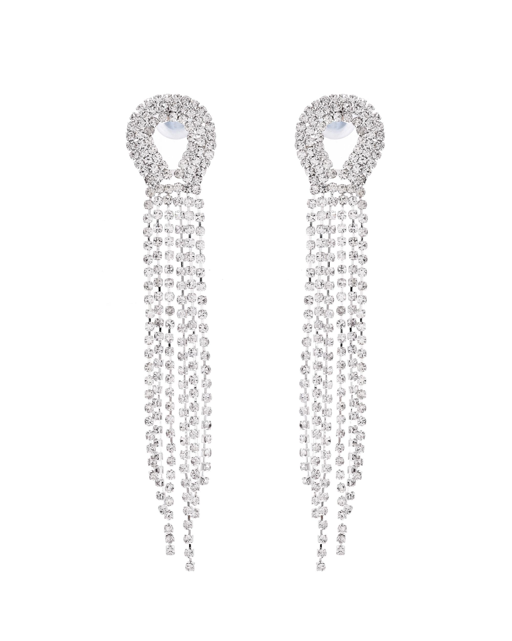 VOJ Silver Plated Stone Studded Necklace With Earrings Set