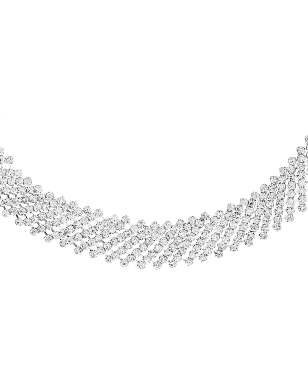 VOJ Silver Plated Stone Studded Necklace With Earrings Set