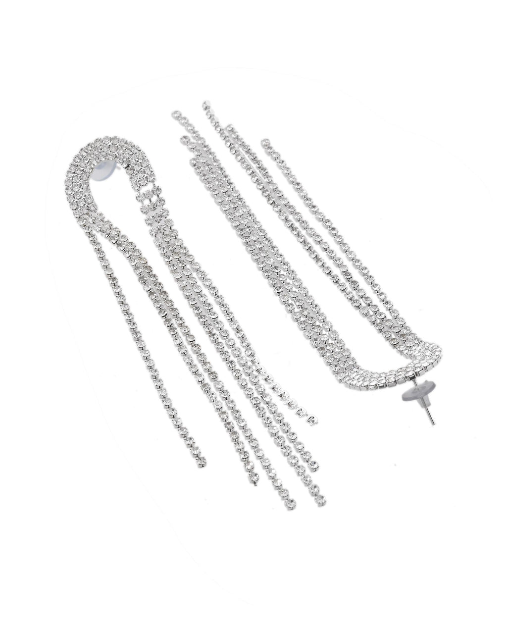 VOJ Silver-Plated Crystals Stone Studded Contemporary Drop Earrings - Distacart