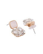 VOJ Stainless Steel Crystal Studded Square Shaped Studs - Distacart