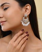 VOJ Silver Plated Stone Studded Studs Earrings - Distacart