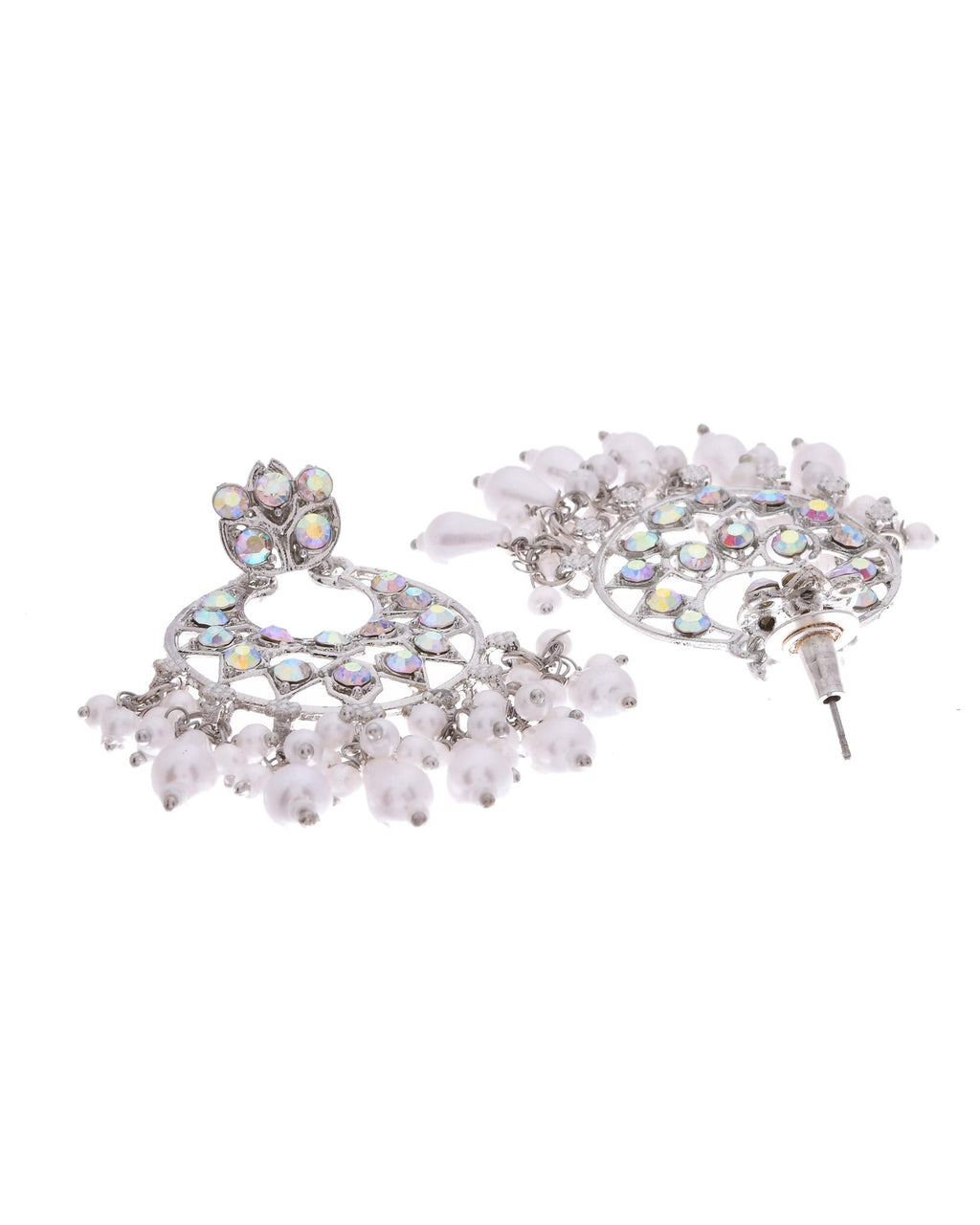 VOJ Silver Plated Stone Studded Studs Earrings - Distacart