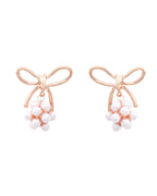 VOJ Rose Gold-Polished Pearl With Bow Shaped Designer Earrings - Distacart