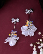 VOJ Silver Plated Bow Drop Earrings - Distacart