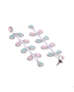 VOJ Silver-Toned Mind Green And Pink Leaf Shaped Drop Earrings - Distacart