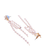 VOJ Gold-Polished Flower Stone Studded & Beaded Acrylic Drop Earrings - Distacart