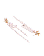 VOJ Gold-Polished Flower Stone Studded & Beaded Acrylic Drop Earrings - Distacart