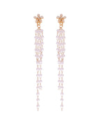 VOJ Gold-Polished Flower Stone Studded & Beaded Acrylic Drop Earrings - Distacart