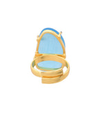 VOJ Gold-Polished Light Blue Stone Studded Ring