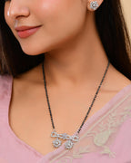 VOJ Silver Plated Ad Stone Studded Designer Mangalsutra Set - Distacart
