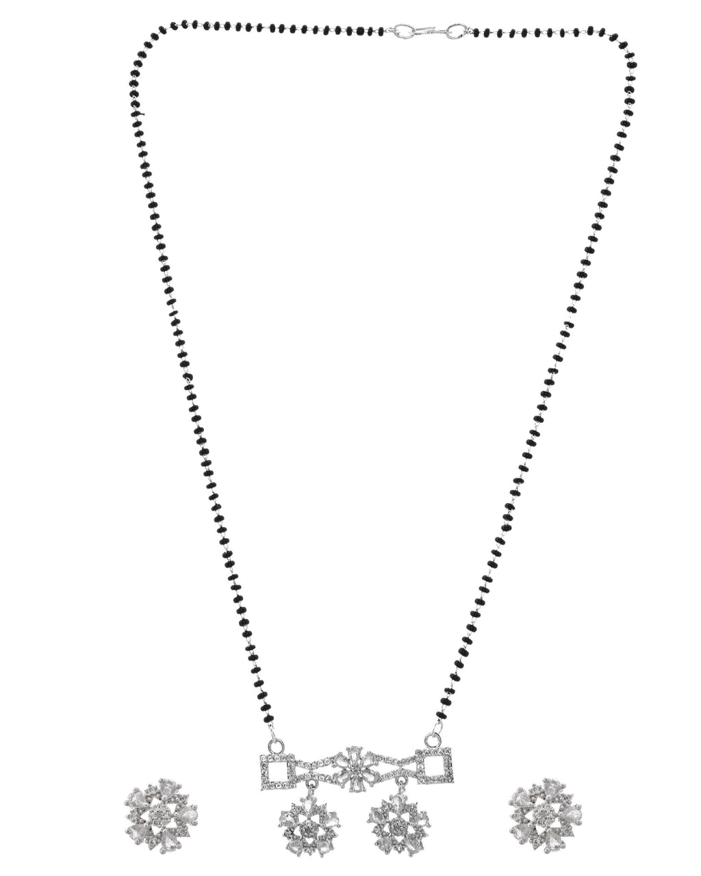 VOJ Silver Plated Ad Stone Studded Designer Mangalsutra Set - Distacart
