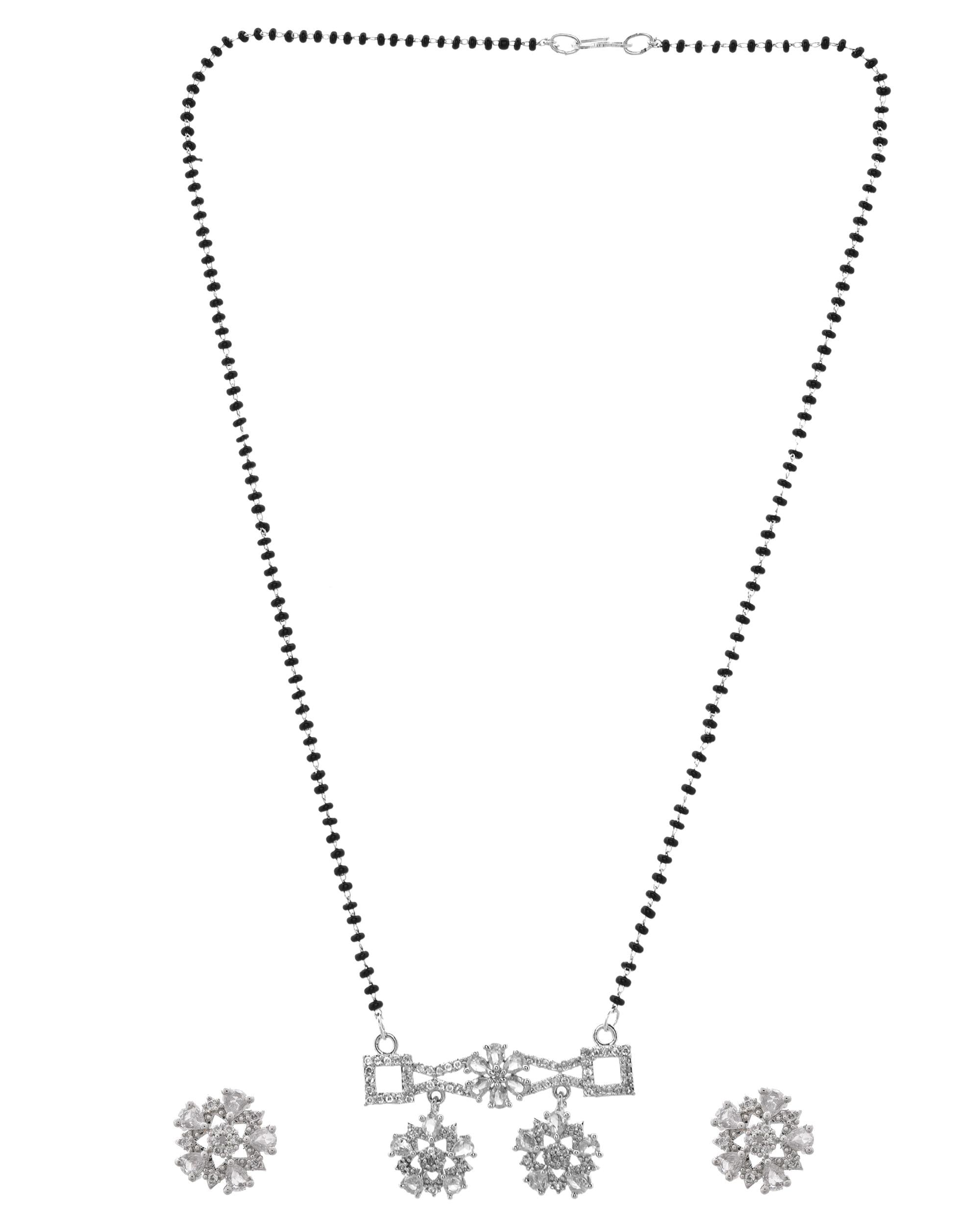 VOJ Silver Plated Ad Stone Studded Designer Mangalsutra Set - Distacart