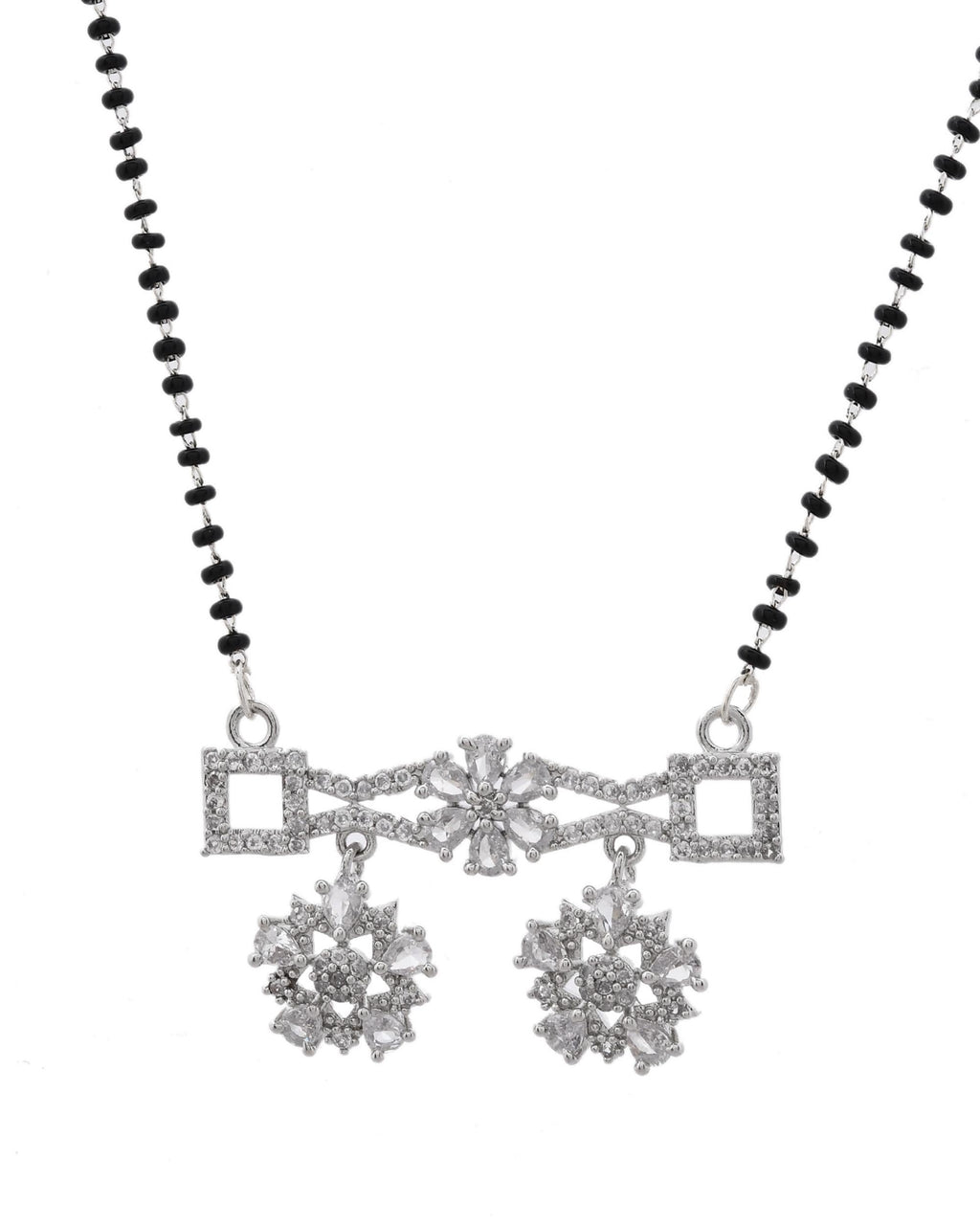 VOJ Silver Plated Ad Stone Studded Designer Mangalsutra Set - Distacart