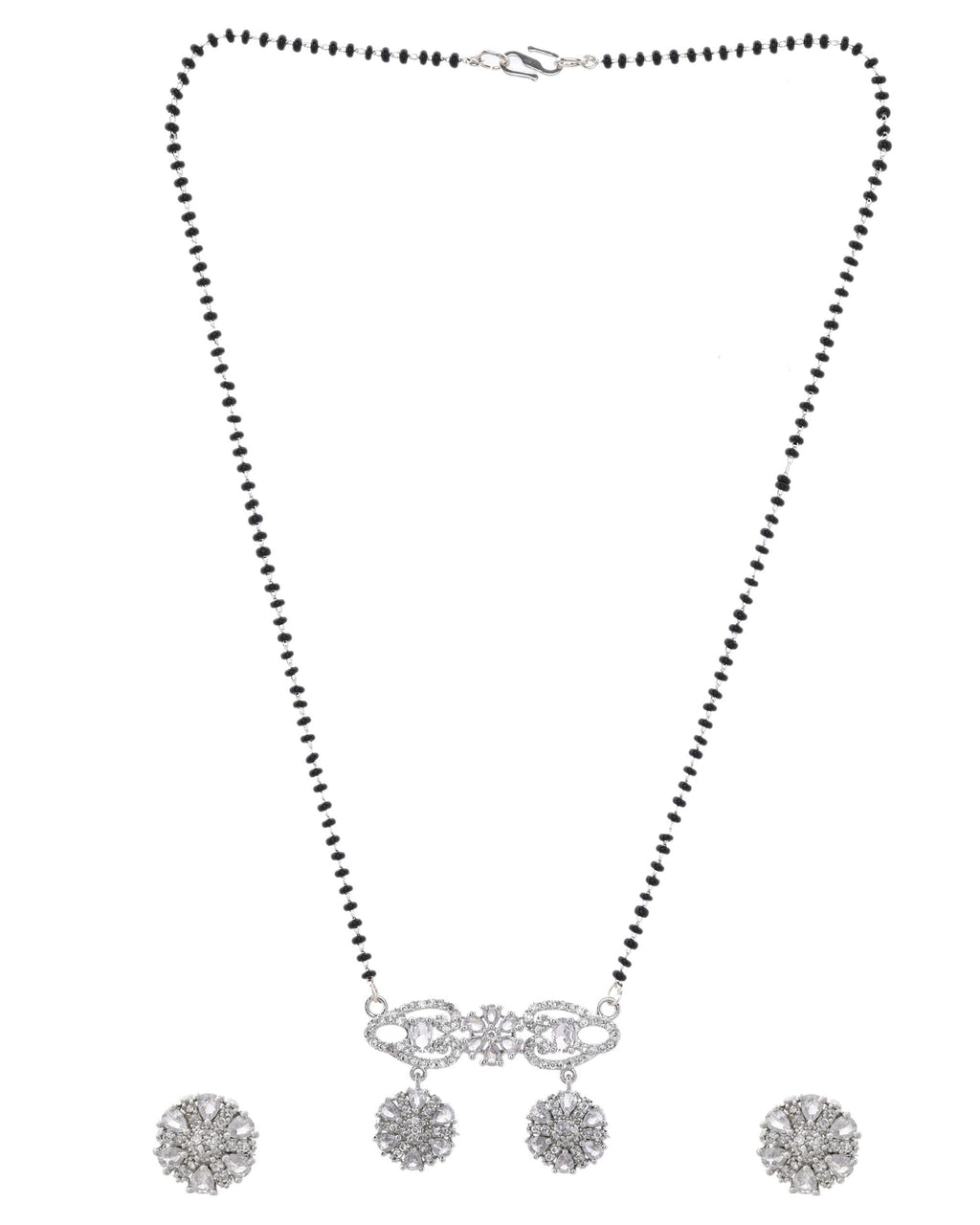 VOJ Silver Plated Ad Stone Studded Designer Mangalsutra Set - Distacart