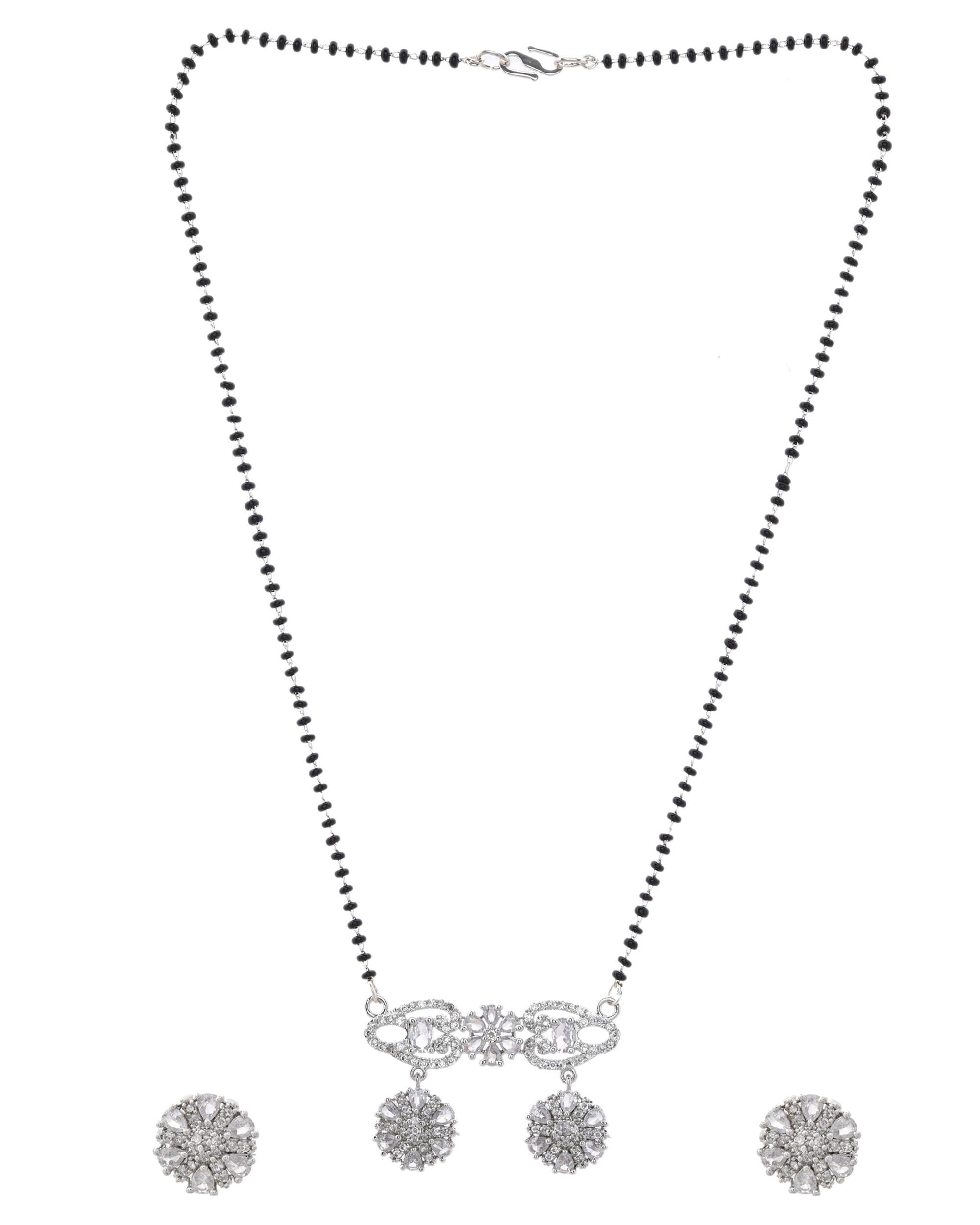 VOJ Silver Plated Ad Stone Studded Designer Mangalsutra Set - Distacart