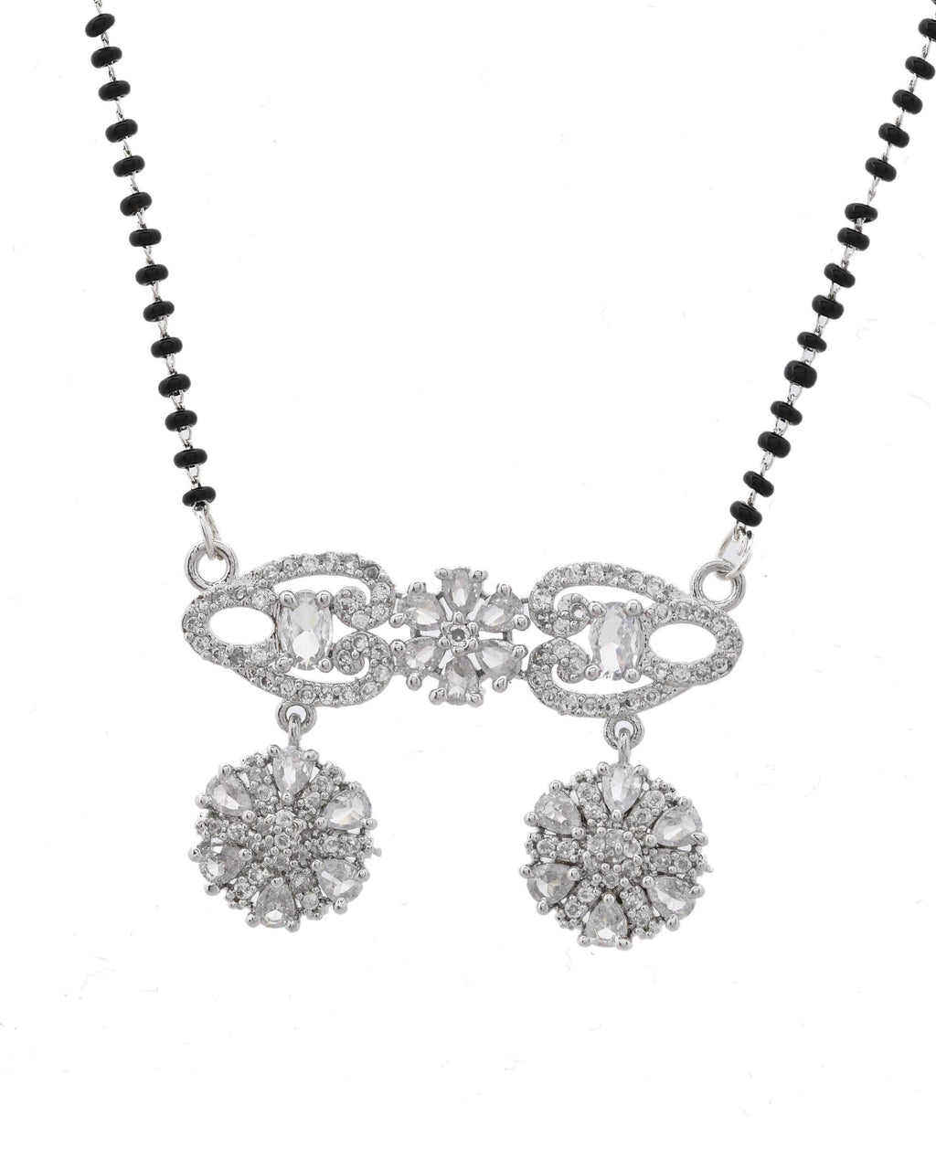 VOJ Silver Plated Ad Stone Studded Designer Mangalsutra Set - Distacart