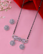 VOJ Silver Plated Ad Stone Studded Designer Mangalsutra Set - Distacart
