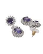 VOJ Silver Plated Blue Ad Stone Studded Jewellery Set