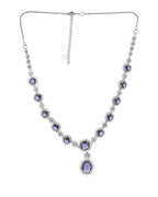 VOJ Silver Plated Blue Ad Stone Studded Jewellery Set
