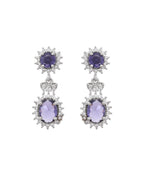 VOJ Silver Plated Blue Ad Stone Studded Jewellery Set