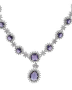 VOJ Silver Plated Blue Ad Stone Studded Jewellery Set