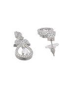 VOJ Silver Plated Ad Studded Designer Necklace With Earrings Set